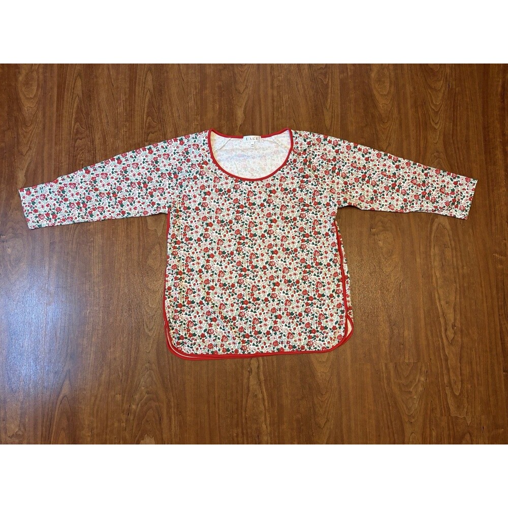 LAKE Pajama Pima Top Sz M Floral Print CottageCore Coquette Soft Pima Cotton